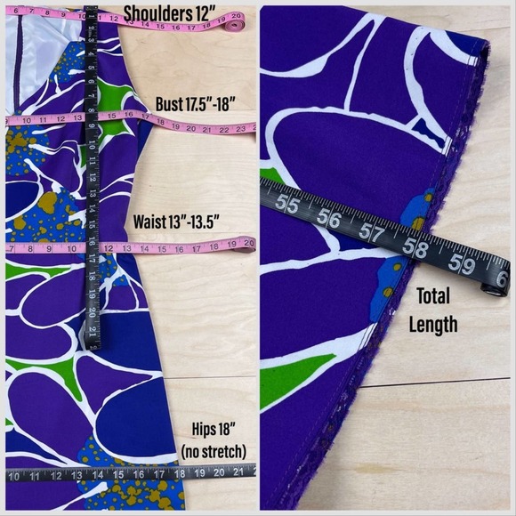 Vintage 1970s Purple Hawaiian Floral Print Sleeveless Maxi Dress - Picture 7 of 8